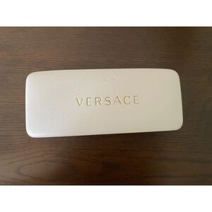 Versace White Hard Clamshell Eye Case With Cloth
